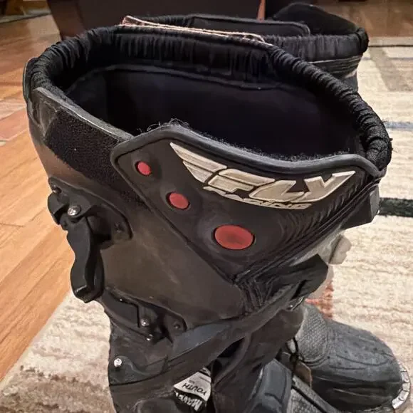 Fly Racing Maverick Unisex Youth Size 6 Black Motocross Boots